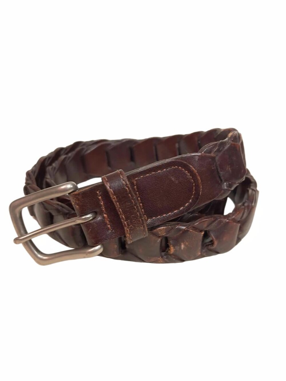 Structure Mens Leather Belt Brown Braided Size 42